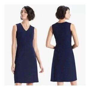 MM LaFleur MM LAFLEUR Annie Sleeveless V-Neck A-Line Blue Navy Dress